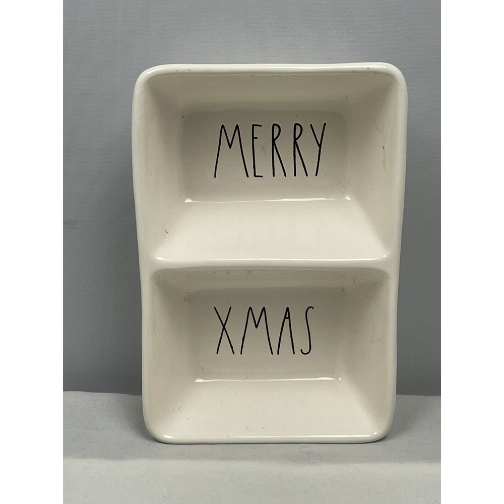 RAE DUNN Magenta Divide Candy Dish Merry Christmas Xmas Platter New